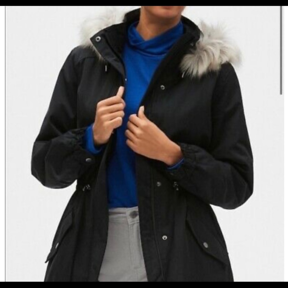 Banana Republic: Petite Faux Fur Hooded Water Resistant Parka